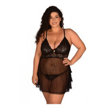 Camisola Vivi Plus Size Sensual Sex Lingerie C/ Tanga E Biju