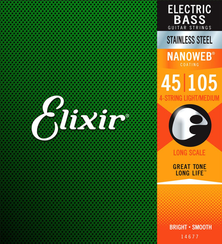 Cuerdas De Bajo Elixir Nanoweb 45-105 Acero Unicas En Chile