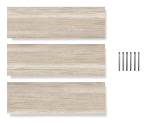 Set De 3 Repisas Flotantes Minimalistas Madera 50x15 Cm Color Toscana