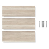 Set De 3 Repisas Flotantes Minimalistas Madera 50x15 Cm Color Toscana