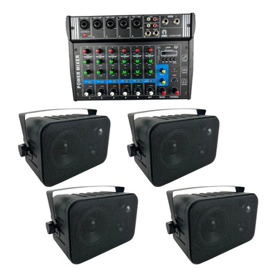 Sonido Ambiental Con Bafles Ambientales Amplificador Bocinas Color Negro Potencia De Salida Rms 20 W | Envío gratis