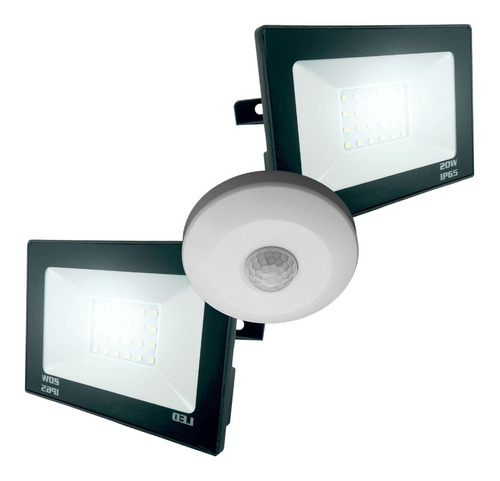 Combo Sensor Movimiento De Techo Y 2 Reflectores Led 20w