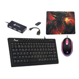 Teclado + Mouse + Hub Otg Compacto Kit P/ Tablet Smartphone