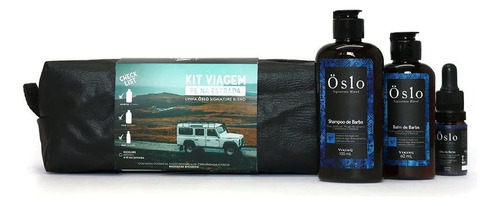 Óleo Para Barba Viking Kit Viagem Para Barba Pé Na Estrada Necessaire - Oslo - Viking Fragrância Oslo De 170ml 320g