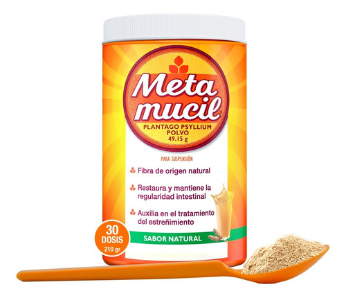 Fibra Natural Metamucil Plantago Psyllium En Polvo 210g