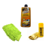 Kit Lavado De Auto Shampoo Manopla Microfibra Paño Chamois