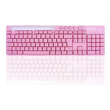 Teclado Usb Rosa Pink Com Suporte Para Celular Smartphone