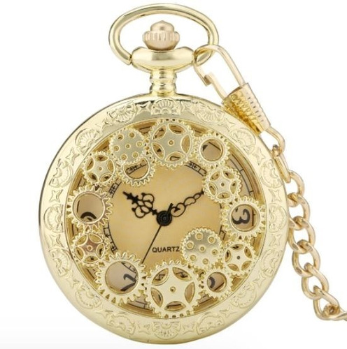 Reloj Bolsillo Vintage Gold Gear Quartz Al16