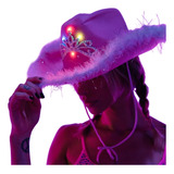 Sombrero Vaquero Con Luces Y Plumas Moda Cowboy Mujer Fiesta
