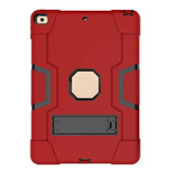 Funda Rudo Con Base Para iPad 10.2 7a 8a Y 9a Rojo Con Negro