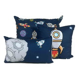 Kit 2 Capas Almofadas 1 Fronha Astronauta Decoração Infantil