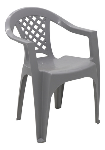 Cadeira Tramontina Plástica Poltrona Com Braço Iguape Cinza