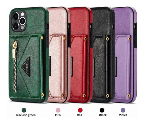 Funda De Cuero Para iPhone Cartera Bandolera Con Tarjetero W