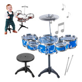 Bateria Musical Infantil Com Baqueta Brinquedo Menino Menina