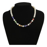 Hip Hop Imitation Pearl Necklace For Men Colorful