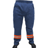 Kit 20 Calça De Uniforme Brim Com Faixa Refletiva Laranja