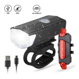 Combo Luz Delantera Y Trasera Bicicleta Led Recargable Usb