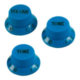 Kit Knob Para Guitarra Stratocaster 2 Tone 1 Volume Azul