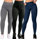 Kit 3 Calças Leggings Moda Feminina Suplex  Grossa Academia