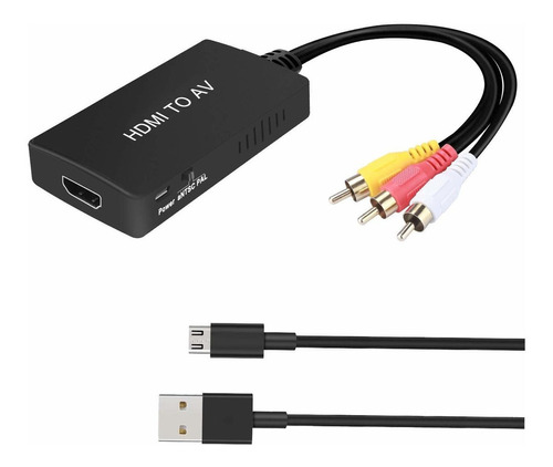 Convertidor Hdmi A Rca, Hdmi A Av 3rca Cvbs Compuesto De Víd