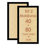 Kit 2 Moldura Para Quadro 40x80 C/ Vidro Poster Imagem 80x40
