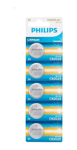 Pila Bateria Boton Cr2025 Philips Pack 5u