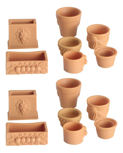 Vaso De Barro Dollhouse Mini Simulation Flower Pot 14 Unidad