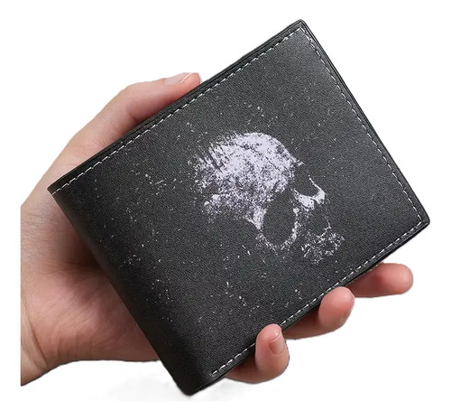 Cartera De Calavera Deretida Bifold Negro Regalo