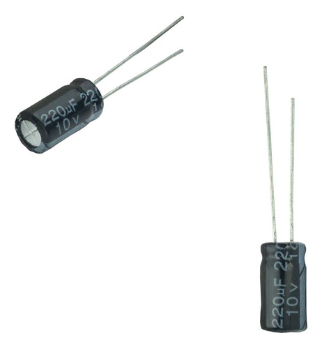 50x Capacitor Eletrolítico 220uf X 10v 105º Kit C/ 50 Peças