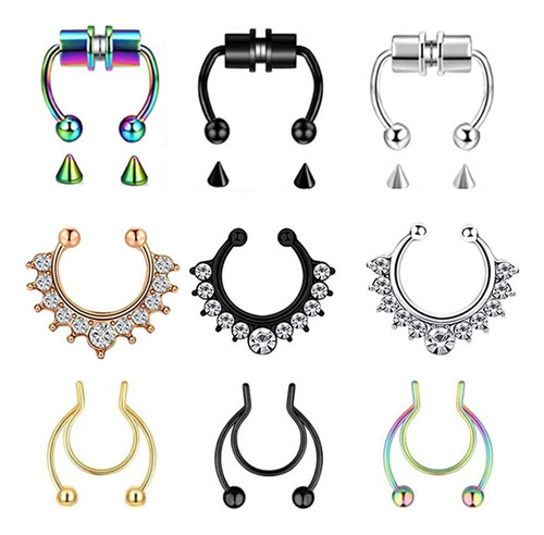 Accesorios Para Anillos Nasales Falsos Septum Jewelry, 9 Uni