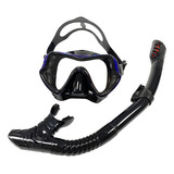 Set De Snorkel Profesional Para Buceo Y Natación, Negro, Azu