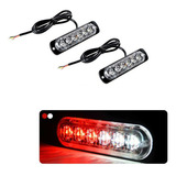 Kit Strobo 6 Led Intermitente Vermelho E Azul Moto Carro Par