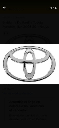 Emblema De Parrilla Toyota Fortuner,hilux 2006 2011 Nuevo Foto 3