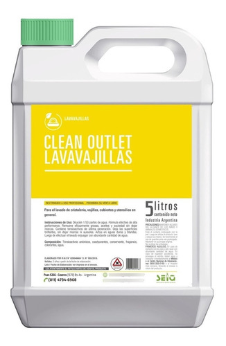 Seiq Detergente Clean Outlet Lavavajilla X 5l