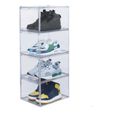 Set De 4 Cajas De Zapatos Apilables Premium Transparente