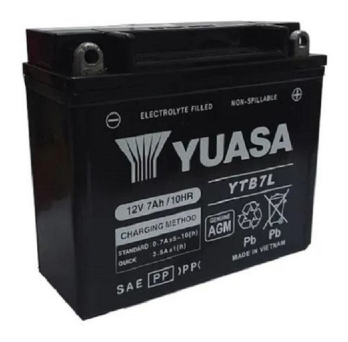 Bateria Moto Yuasa De Gel 12n7a-3a = Ytb7l 12v 7ah