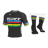 Camisa De Ciclismo Ert New Elite Campeão Mundial + Meia 