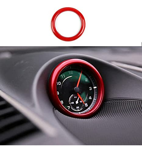 Red Central Console Clock Ring Cover Fit For Porsche Cayenne