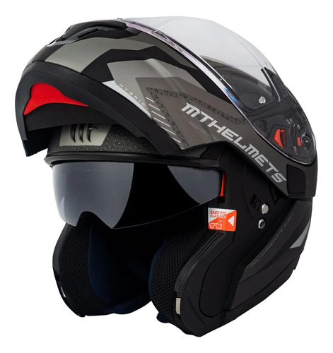 Casco Rebatible Mt Atom Sv Hybrid E2 Gris Mate 6c Avant 