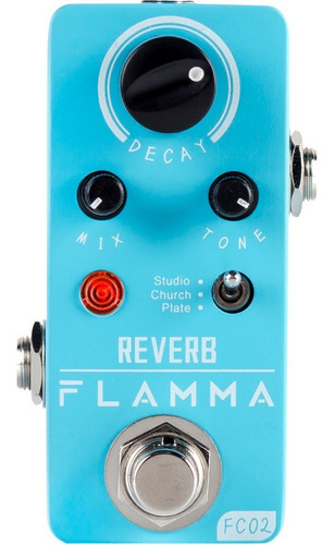 Flamma Reverb Fc02 Pedal Mini Para Guitarra Eléctrica Color Celeste