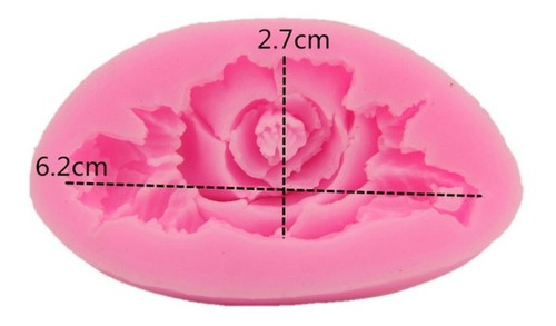 Molde De Silicon Flor Rosa Con Hojas Mod 2 Fondant  Pasta