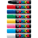 Uni Posca Pc-17k / 8 Marcadores Punta Cincel La Mas Grande