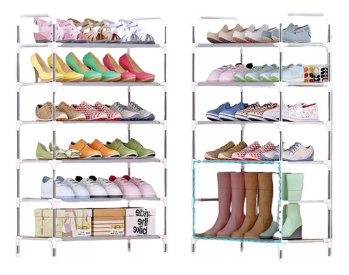 Zapatera Armable 6 Niveles Organizador Zapatos Estante Rack Color Plateado