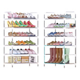 Zapatera Armable 6 Niveles Organizador Zapatos Estante Rack Color Plateado