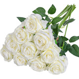 Rosas Artificiales Para Decoración Color Blanco 10 Pcs