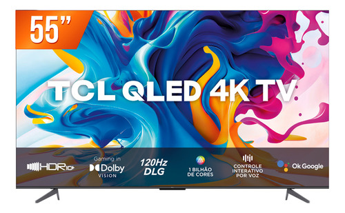 Smart Tv Qled 55  Google Tv Uhd 4k Tcl 55c645 Hdr10+ 120hz