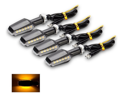 Juego De 4 Faros Luz De Giro Led Ambar Para Motos A-vip