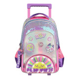 Mochila Escolar Carrito 18 Sunshine Luz Led Footy Violeta Diseño De La Tela Estampado