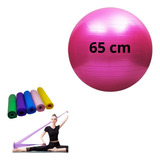 Kit Bola Suiça Pilates Funcional 65cm Fisio + Faixa Elástica