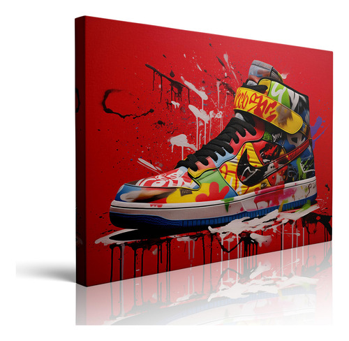 Banksy Graffiti Sneaker - Lienzo Decorativo De Pared Enmarca